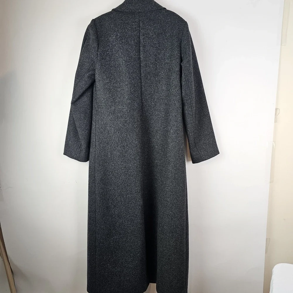 Express Womens Gray Wool Long Trench Coat Heavy Size 9/10